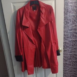 Elegant Red Trench Coat Made In Italy